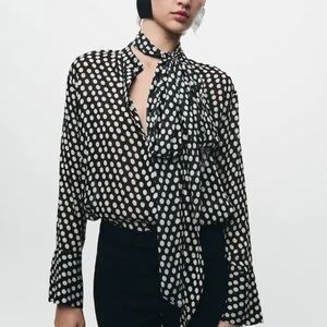 Zara Dotted Bow Blouse ZW Collection